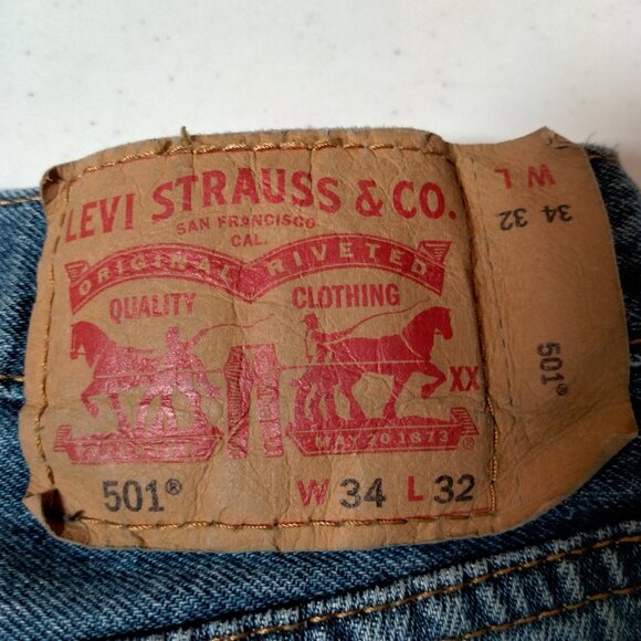 Levi Strauss Levis 501 Button Fly Jeans 32x31 Actual Size Blue Denim READ - Picture 3 of 16
